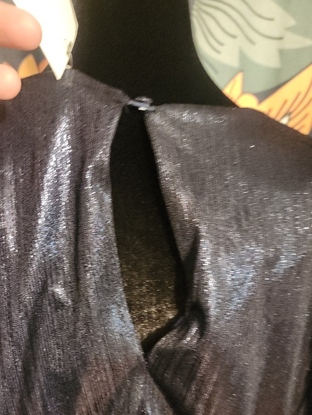 TCEC Navy and Orange Metallic Tiered Skater Dress - Picture 5 of 7